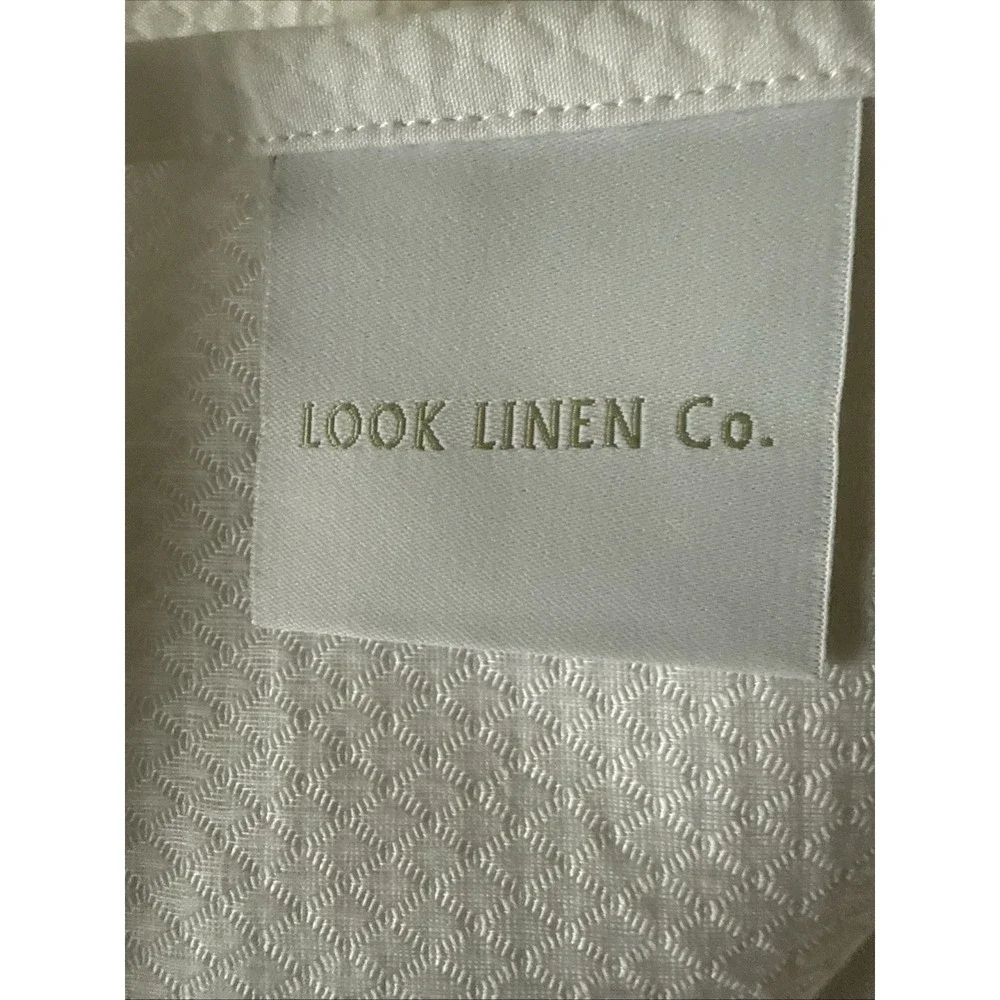 Look Linen Co Twin Banded Duvet Cover White Pink Trim Cotton Portugal Luxury‎